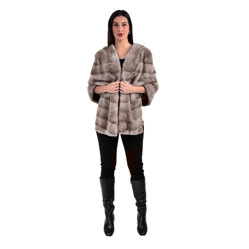 Cape With Mink Fur - 0702 - Champagne