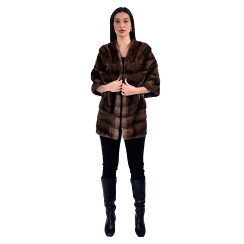 Cape With Mink Fur - 0702 -Brown