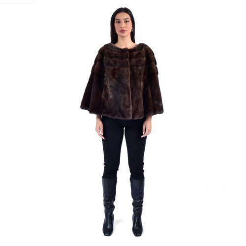 Cape With Mink Fur - 57 cm - 0703 - Brown