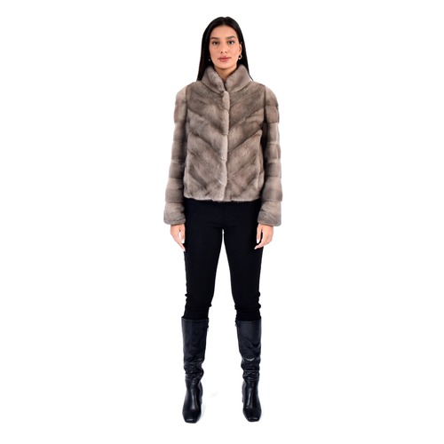 Jacket With Mink Fur - Length 55cm - 0640 - Champagne