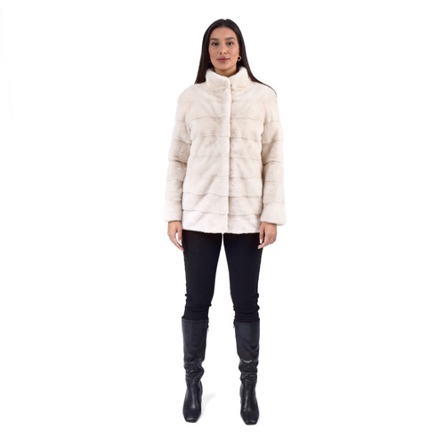 Jacket With Mink Fur - Length 70cm - 0643 - Off White