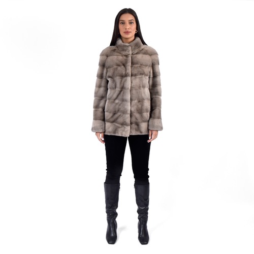 Jacket With Mink Fur - Length 70cm - 0643 - Champagne