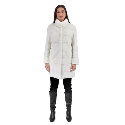 Jacket With Mink Fur - Length 85cm - 0706 - White