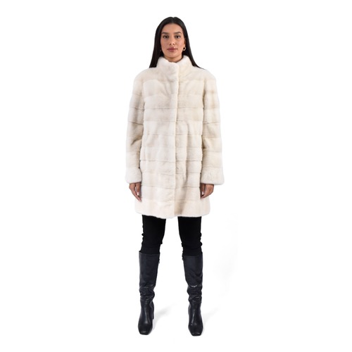 Jacket With Mink Fur - Length 85cm - 0706- Off White