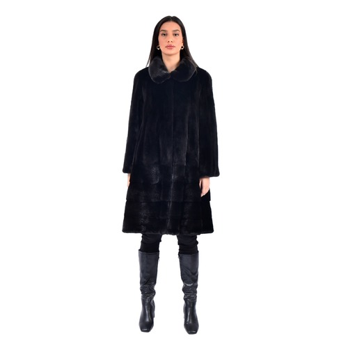 Jacket With Mink Fur - Length 97cm - 0707 - Black