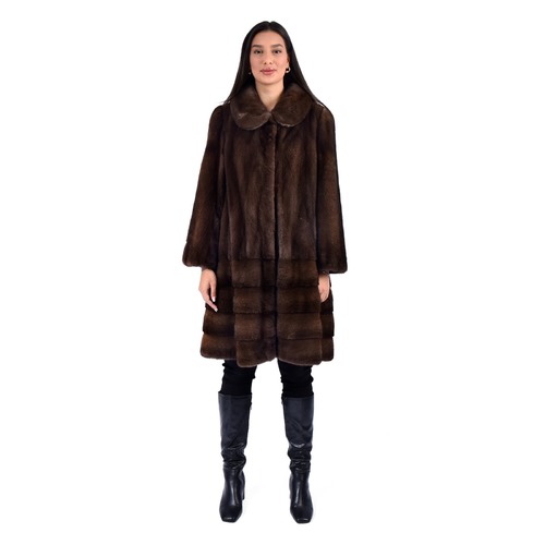 Jacket With Mink Fur - Length 97cm - 0707 - Brown