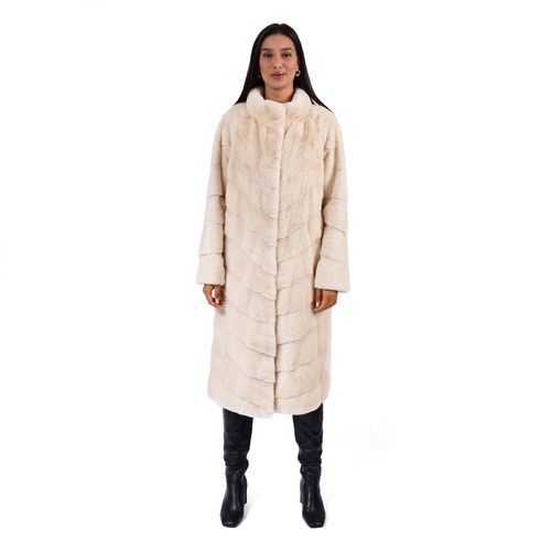 Jacket With Mink Fur - Length 110cm - 0668 - Off White