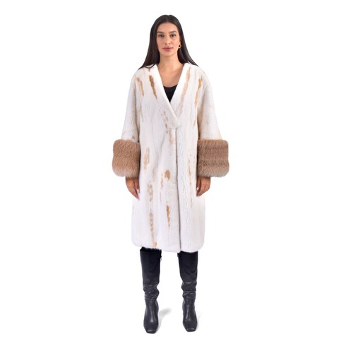 Jacket With Mink and Fox Fur - Length 105cm - 0663 - White