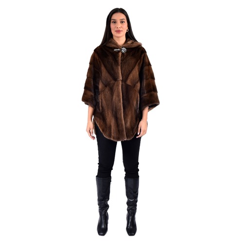 Cape With Mink Fur - 0142 - Brown