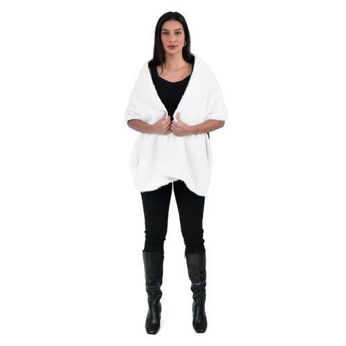 Scarf With Mink Fur - Length 40cm to 180cm - 0009 - White