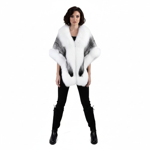 Cape With Mink and Fox Fur - 0002B