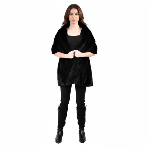 Scarf With Mink Fur - Length 40cm to 180cm - 0009 - Black