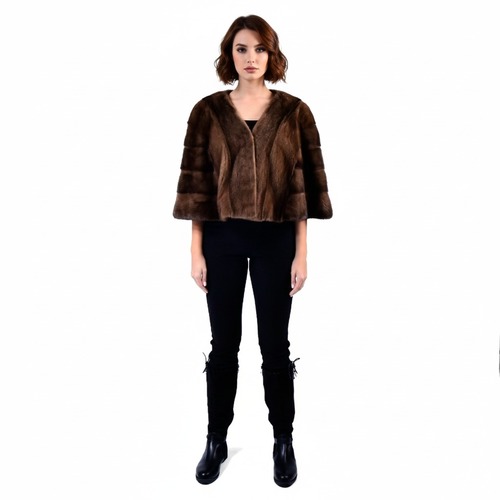 Cape With Mink Fur - 0701 - Brown