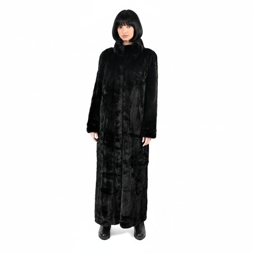Jacket With Mink Fur - Length 135cm - 0710 - Black