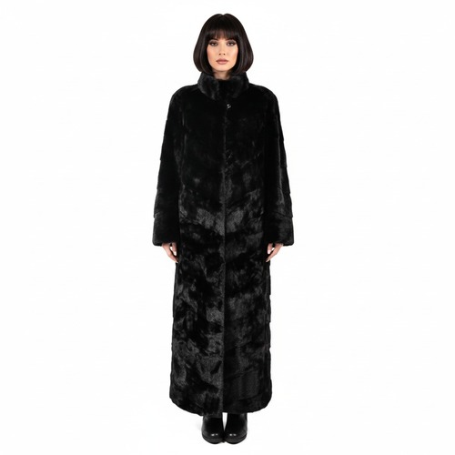 Jacket With Mink Fur - Length 135cm - 0670 - Black