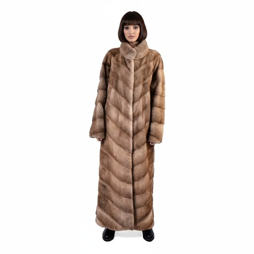 Jacket With Mink Fur - Length 135cm - 0670- Coffee