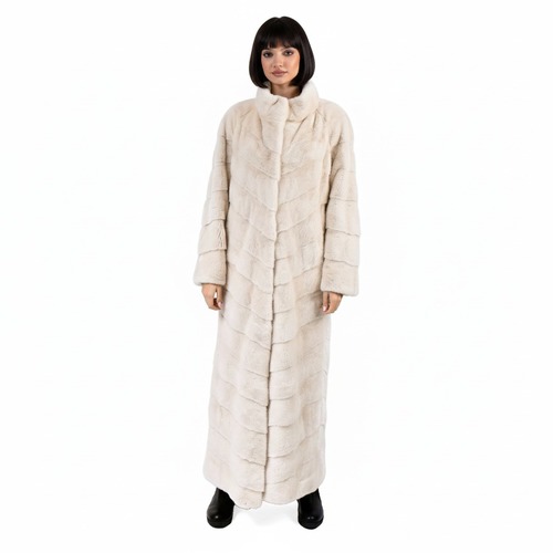 Jacket With Mink Fur - Length 135cm - 0670 - Off White