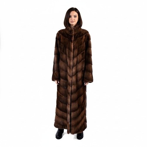 Jacket With Mink Fur - Length 135cm - 0670- Brown