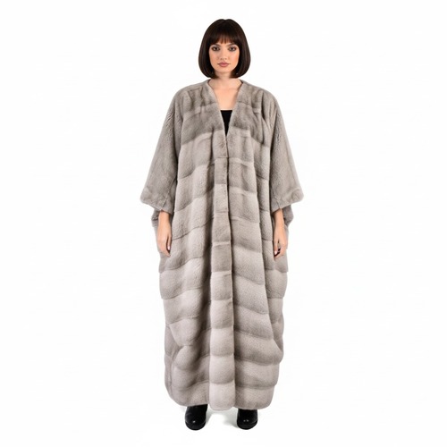 Bisht With Mink Fur C-Cut - Length 135cm - A0006 - Champagne