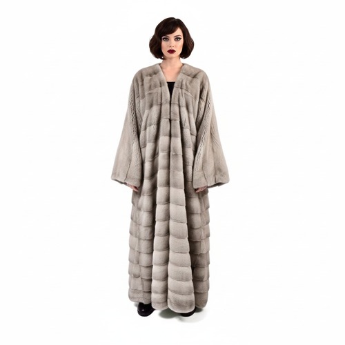 Bisht With Mink Fur A-Cut - Length 135cm - A0004 -  Champagne