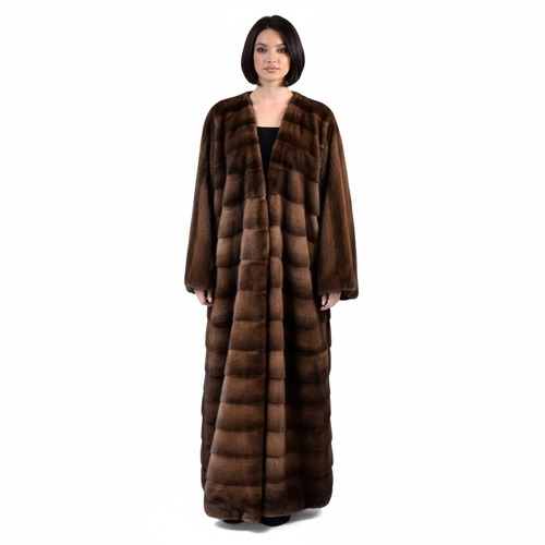 Bisht With Mink Fur A-Cut - Length 135cm - A0004 - Brown
