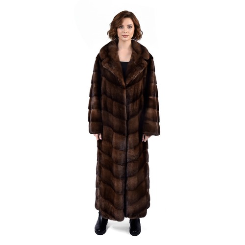 Jacket With Mink Fur - Length 135cm - 0671 - Brown