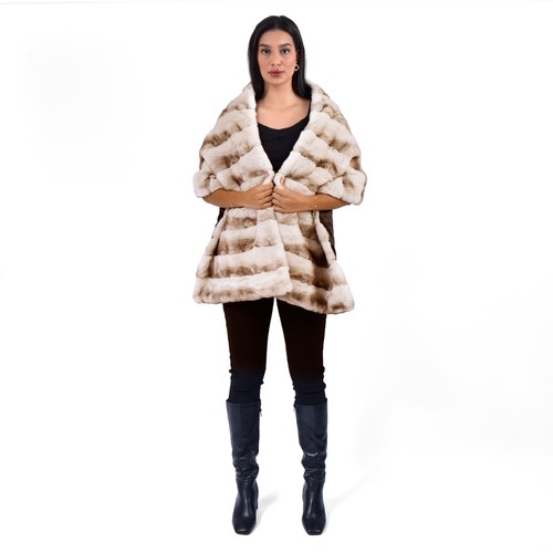 Scarf With Rex Rabbit Fur - Length 45Ccm to 180cm -0201- Beige