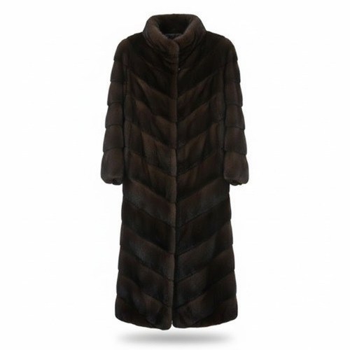 Jacket With Mink Fur - Length 135cm - 0670 - Dark Brown