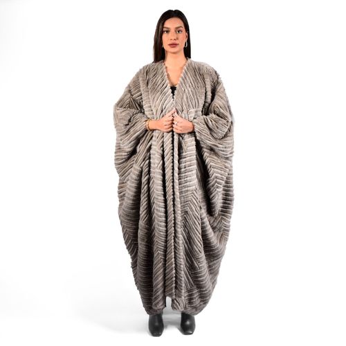 Bisht With Mink And Rex Rabbit Fur - Length 135cm - 1-41 - 05099 - Champagne