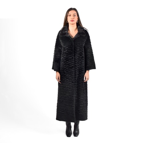 Jacket With Mink And Rex Rabbit Fur - Length 135cm TP1187A - 0503 - Black