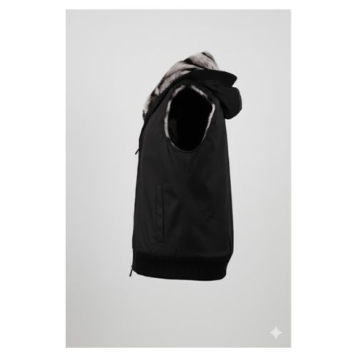 Raincoat Vest With Cotton Lining and Hood With Fur Rex Rabbit-020-3