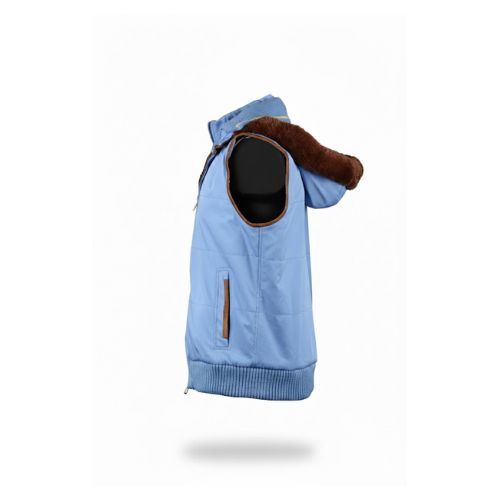 Raincoat Vest With Fabric Lining And hood With Fur Rex Rabbit - 031 - 56