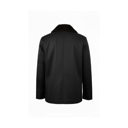Raincoat Jacket With Fur Rex Rabbit - 014 -  Black/Black