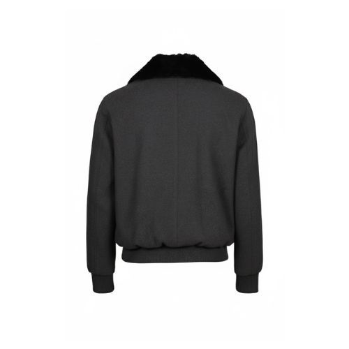 Fabric Jacket  With Cotton  Lining And High Neck With Rex Rabbit - 023 - 35