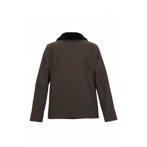 Fabric Jacket  With Cotton  Lining And High Neck With Rex Rabbit - 022 - 12