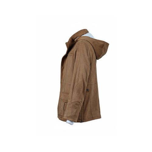 Suede Lamb Jacket With Fabric Lining and Hood - 035 - 11