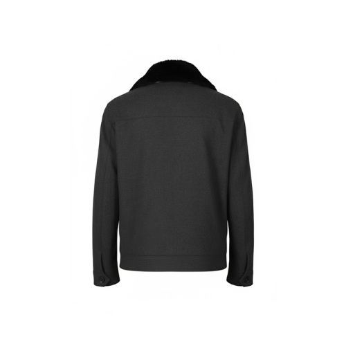 Fabric Jacket  With Cotton  Lining And High Neck With Rex Rabbit - 025 - 35