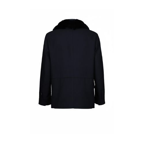 Fabric Jacket  With Cotton  Lining And High Neck With Rex Rabbit - 026 - 9