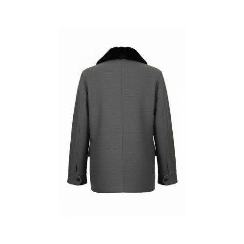 Fabric Jacket  With Cotton  Lining And High Neck With Rex Rabbit - 026 - 6
