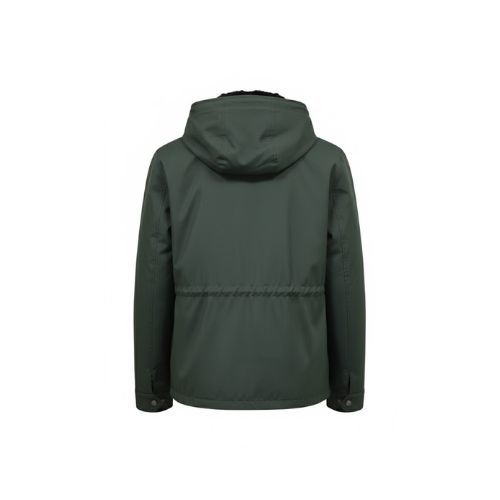Raincoat Jacket With Fur Rex Rabbit, Lining and Hood - 0119 - Navy Green