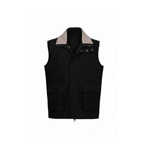 Fabric Vest with Cotton Lining and Fur Rex Rabbit with High Neck- 004 - 9