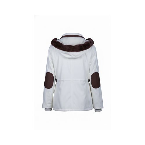 Raincoat Jacket With Cashmere and Rex Rabbit Hood - 0112- Off White