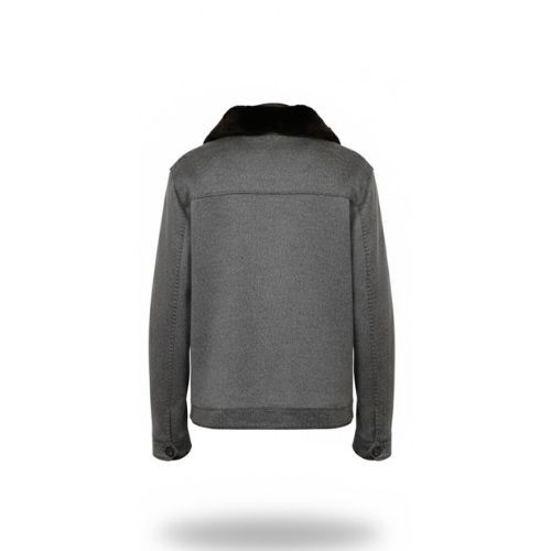 Fabric Jacket  With Cotton  Lining And High Neck With Rex Rabbit - 025 - 6