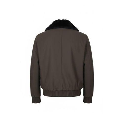 Fabric Jacket  With Cotton  Lining And High Neck With Rex Rabbit - 023 - 12