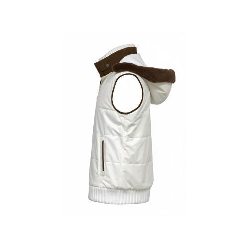 Raincoat Vest With Fabric Lining And hood With Fur Rex Rabbit - 031 - White- White