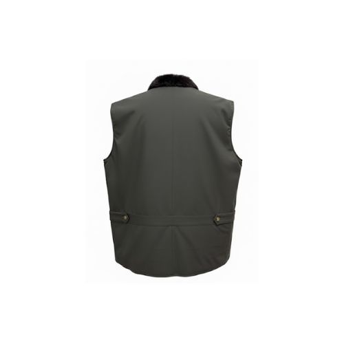 Raincoat Vest With Fur Rex Rabbit-0122- Brown