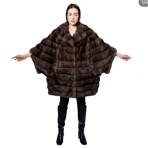 Jacket With Sable Fur - Length 85cm - A0034 - Dark Brown