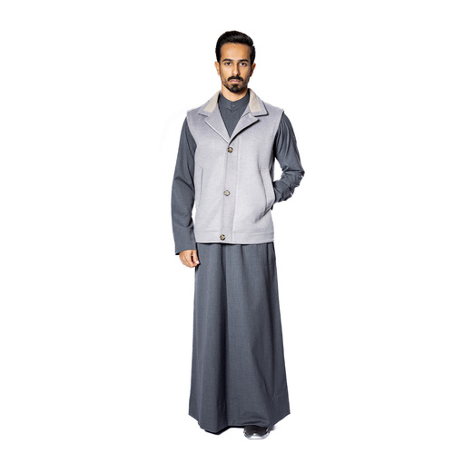 Fabric Vest with Cotton Lining -0124- Light Grey