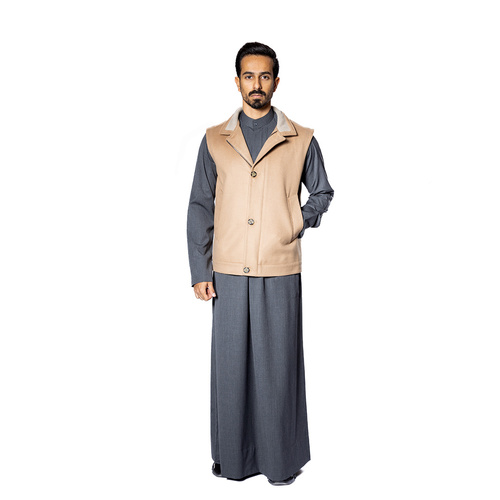 Fabric Vest with Cotton Lining -0124-  Camel