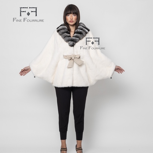 Cape With Mink And Chinchilla Fur - 0001B